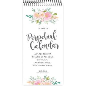 Hadley Designs Floral Perpetual Birthday, Anniversary, Special Event Reminder Calendar Book Journal for Important Family Date Day Wall Hanging, Mom Dutch Happy Bday Gift Card Planner Organizer