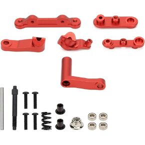 RCAWD Full Aluminum Steering Servo Set for 1/10 Losi Baja Rey, Rock Rey RC car Upgrade Parts (Red)