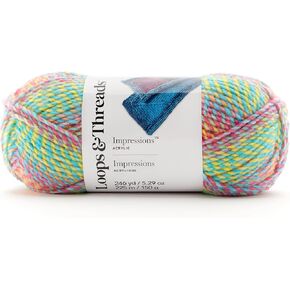 Impressions Yarn by Loops & Threads - Yarn for Knitting, Crochet, Weaving, and Arts & Crafts - Multi, Acrylic, 5.29 oz
