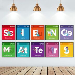 10 Pcs Science Classroom Decoration Banner and Poster for Teachers Scientist Bulletin Board Set Science Posters Lab Cutout for Elementary Middle Preschool Office Supplies(Colorful)