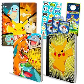 Pikachu School Supplies for Kids - School Bundle of 3 Pokemon Notebooks Plus Stickers, More | Pokemon Supplies Set for Girls, Boys