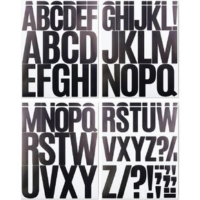 4 Inch & 3 Inch Letter Stickers, 140 Pieces Self Adhesive Alphabet Sticker for Mailbox and Water Bottle, Waterproof Sticky Vinyl Symbol Stickers for DIY(8 Sheets Black)