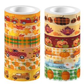 12 Rolls Halloween Boho Washi Tape Pink Cute Pumpkin Ghost Flower Decorative Masking Tape for Scrapbook Journal DIY Art Craft Gift Wrapping(Halloween)