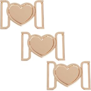 3Pcs Golden Zinc Alloy Heart Shaped Decorative Buckles for Women'S Belts Stylish Waist Connectors for Coats Dresses and Fashion Accessories