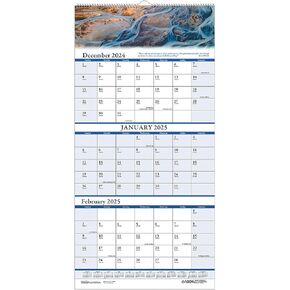 House of Doolittle 2025 Wall Calendar, Three-Month View, Earthscapes Scenic, 8 x 17 Inches, December - January (HOD3636-25)