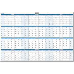 PlanetSafe Calendars 2027 Annual 24" tall x 36" wide 12-Month Horizontal Sky Blue Wet & Dry-Erasable Wall Calendar - Yearly Planner - Complete with marker, eraser and marker snap-in holder - BN