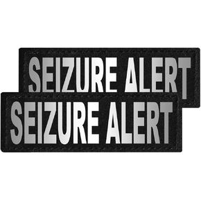 Dogline Seizure Alert Vest Patches – Removable Seizure Alert Patch 2-Pack with Reflective Printed Letters for Support Dog Vest Harness Collar or Leash Size A (1" x 2.75")