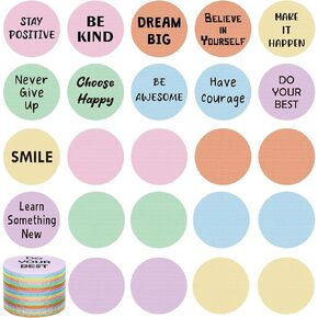 48 Pcs Classroom Positive Sayings Carpet Markers Pastel Carpet Floor Spots Markers Large Removable Floor Flexible Dot for Elementary Kindergarten Preschool Back to School Classroom Decoration