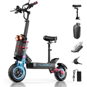 Electric Scooter for Adults 5600W Dual Motor Up to 50MPH,Battery Range to 45Miles Fast Sports Escooter 11" Off Road Tires 800lbs Max Load Folding Scooter for Teens with Detachable Seat in Saudi Arabia