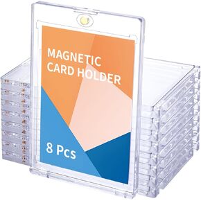 WISYOK 60 Pcs Magnetic Card Holder, 35pt Ultra Pro One Touch Card Holder, UV Card Protectors Hard Plastic for Sports Cards, Magnet Case, Trading Card Display