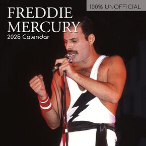 2025 Square Wall Calendar - Freddie Mercury 12 x 12 Inch Monthly View, 16-Month, Icons Theme, Includes 180 Reminder Stickers