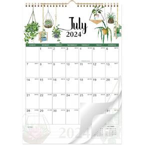 2025 Wall Calendar - Wall Calendar 2025, 12" x 17", Jan 2025 to Dec 2025, Calendar 2025 wall with Twin-Wire Binding, Hanging Hook, Blocks and Julian Dates - Potted Plants