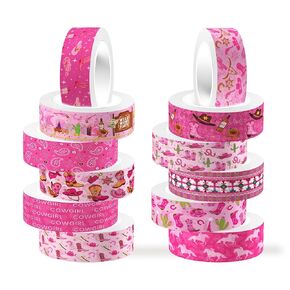 Adirasenotek 12 Rolls Western Washi Tape Set,Cowboy Cowgirl Washi Tape Decorative Paper Stickers Decorative Tapes for DIY Art Crafts Wrapping Decor Junk Journal Scrapbooking Gifts Stickers