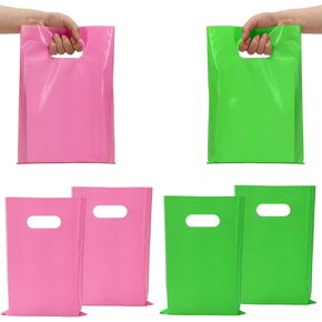 Whaline 50Pcs Magical Witch Party Favor Bag Pink Green Treat Bags with Handles Plastic Candy Goodie Bags for Holiday Birthday Party Favors Supplies