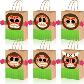 Cinrobiye 24 Pack Hawaiian Party Gift Bags,Aloha Candy Treat Bag with Handles, Tropical Luau Paper Goodie Bags for Summer Pool, Beach, or Birthday Party Favors & Decorations