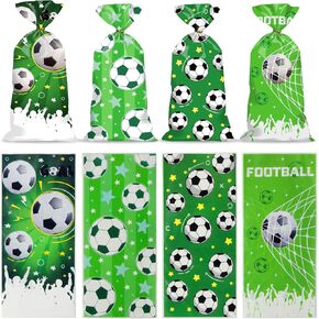 CYUXING 100Pcs Football Packaging Bags, Transparent & Exquisite Soccer Gift Bags for Team, Comes with a Twist Tie of the Right Size Party Activities for Boys and Kids