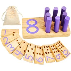 Counting Peg Board - Montessori Math and Numbers for Kids - Wooden Math Manipulatives Materials