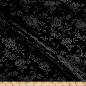 Rose Satin Jacquard Black, Fabric by the Yard