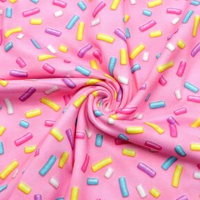 Candy Printed Double Brushed Polyester Fabric Soft Smooth 4 Way Stretch Knit Fabric by The Yard for Dress Sewing (Pink)