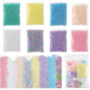 42G Small Foam Beads Bulk Mini Foam Craft Balls Colorful Assorted Tiny Polymer Clay Cabochons Bead Homemade Filler for Art Crafts DIY Wedding Holiday Party Bean Bag Pillow Gift Box Decor