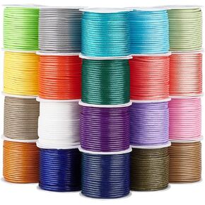PH PandaHall 218.7 Yards 1.5mm Waxed Polyester Cord Thread, 20 Rolls 20 Colors Beading Thread Cord String for Bracelet Necklace Jewelry DIY Craft Making Waist Beads Knotting Macrame Supplies