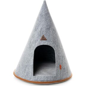 بيت خيام Cat Dog House شعر سرير الكهف مع وسادة وحقيبة زخرفية قابلة للطي كوخ teepee صغير ومتوسط ​​مناسبة للسفر دافئ في فصل الشتاء بارد في صيف 16 "x16" 18 "رمادي (رمادي ، صغير ، صغير)