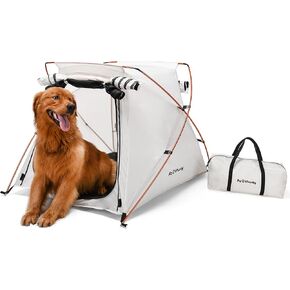 Dog Tent and Portable Playpen Outdoor Waterproof, with Aluminum Poles and Camping Mat, Pet Tent with Zippered Mesh Door, Dog House Outdoor, for Camping, Travel, Backyard, Patio (White, Large)