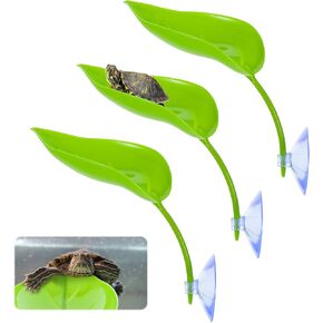 Turtle Basking Platform 3Pcs Leopard Gecko Tank Accessories Tree Frog Tank Accessories Leaf Decorations with Suction Cups Bearded Dragon Basking Platform Frog Habitat Reptile Decorations for Terrarium