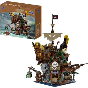 Pirate Pub Building Kit – Modular Shipwreck Tavern Architecture Deck with Terrace Bar, Rum Bottle & Pirate Figures – Creative Nautical Display Set for Adults and Collectors
