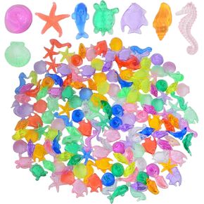 200g(About 200pcs) Mini Acrylic Ocean Animals Starfish Ornaments Plastic Seashells Under The Sea,Sea Shells for Crafting Fish Tank Potted Micro Fairy Garden Dollhouse