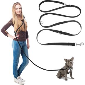 Hands Free Dog Leash for Running & Walking - Dog Leash with Waist Belt for Small/Medium Dogs, Anti-Pull Shock Absorbing Bungee (Adjustable Nylon Puppy Leash)