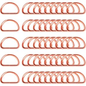 Metal D Ring Buckle D-Ring Loop Rose gold Semi-Circular Webbing Buckle for bags purse Keychains Belts dog Accessories 50Pcs (Rose gold, 3/4inch)
