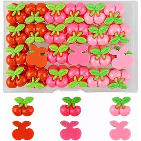 SaktopDeco 48 PCS Cherry Resin Flat Back Resin Cherry Fruit Charms Bulk Embellishments for Crafts Accessories