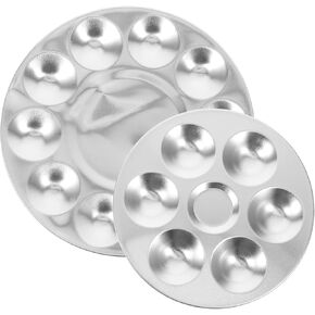 NUOBESTY 2pcs Aluminum Paint Mixing Trays Round Palette for Watercolor and Painting Lightweight Artist Supplies for DIY Crafts