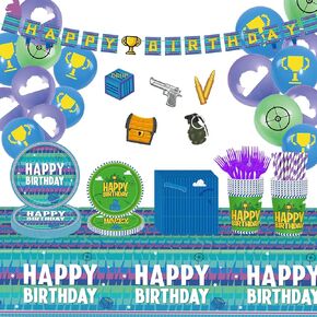 170pcs مستلزمات حفلات دمية للأطفال الأول عيد ميلاد الرسوم المتحركة كاتون 1st 2nd Party Paper Paper Paper Paper Cups Coups Tableloth Balonons for 24 ضيفًا