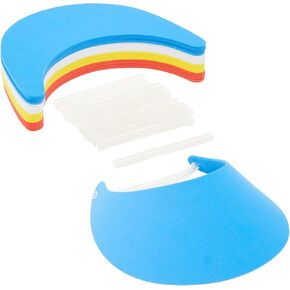 16 Pack Adjustable Foam Visors with Coil Bands for Kids, Outdoor Essentials, Sun Protection, Field Trips, Arts and Craft Project, 4 Assorted Colors (9 x 7 Inches)