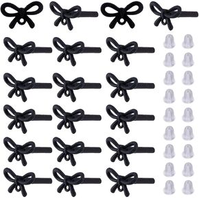 1 Box 40Pcs Bow Earrings Findings Black Earring Post with Loop and Plastic Ear Nuts Alloy Small Bowknot Tie Hanging Earring Studs Accessories for Jewelry Making Earrings Supplies DIY Crafts