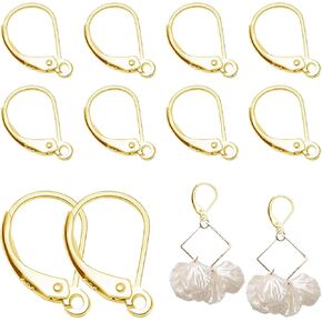 925 sterling Silver Leverback خطافات حركية فرنسية ، سلك أذن متدخل من قصور ، موصل مقطع ، موصل حلق لصنع المجوهرات （10x16mm ， الذهب）