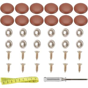 Set of 12 Black Leather Snap Upholstery Buttons Fit for Tufting Furniture Bed Sofa Chair, Car Seat RV Roof Headliner Interior Cloth Fixing with Installation Tool
