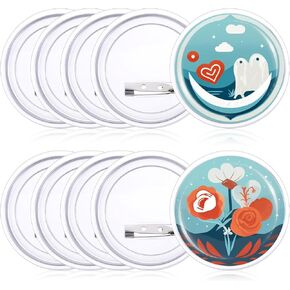 10 Pcs Photo Buttons for Pictures, 2.3 Inch Blank Button Pins, Photo Buttons for Pictures, Clear Acrylic Picture Button Pin, DIY Make Your Own Custom Badges Kit for Badge Crafts Paper Activities