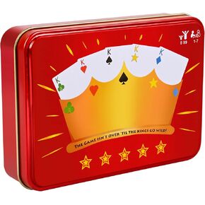 2025 New Edition Children's and Adult Card Games, Premium Collectible Tin Box 5 Crown Rummy Style Night's Favorite Family Party Game - 5 Crowns Card Game Set (1 Set)
