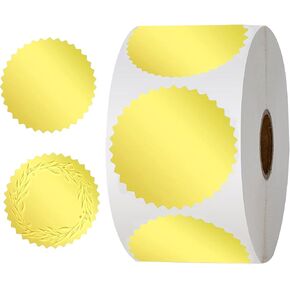 500 Pcs Gold Embossed Stickers Envelope Seals 1.75 Inch - Metallic Foil Package Envelope Certificate Wafer Seals for Party Favors, Packages, Greeting Cards