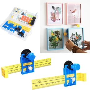 Picture Hanging Marker, Keyhole Marker Picture Hanger with Level and Spacing Ruler, Multi-Image Frames Hanging Mark Locations Tool (Ink Stamp)