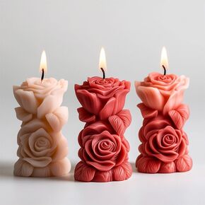 Rose Bouquet Candle Molds Pillar Silicone Mold Resin Casting for Making Home Decorate Aromatherapy Candles Gypsum Wedding Decor Crafts Gifts