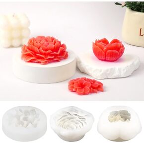 DECYOOL 3PCS Flower Silicone Mold, 3D Flower Resin Candle Molds Fondant Silicone Mold for Candle Making Chocolate Cake Decoration Mold Soap Resin Clay Casting Craft Mould