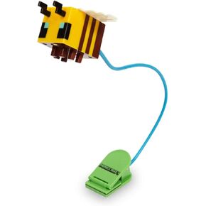 Minecraft Yellow Bee Battery-Powered Reading Light With Clip and Adjustable Arm | Night Light Mood Lamp For Books and Kindles, Home Decor Room Essentials | Video Game Gifts And Collectibles