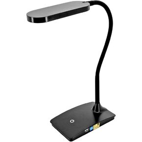 LED Desk Lamp with USB charging Port, 3-Way Touch Switch,IVY-40WT, Black