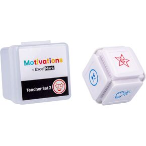 ExcelMark Motivations Pre-Inked Teacher Stamp Cube (Teacher Set 2)