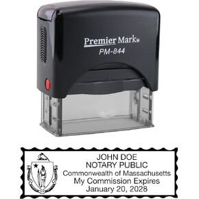 Massachusetts Notary Self-Inking Rubber Stamp - Meets State Specifications Black