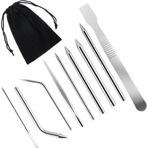 9 Pcs Stainless Steel Paracord FID Set Paracord Needle Stitching Tools Lacing Stitching Needles Smoothing Tool Lacing Leathercraft Needle for Laces Strings Leather Weaving Bracelet, Silver